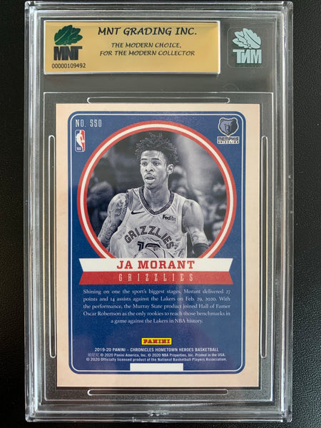 2019-20 PANINI CHRONICLES BASKETBALL #550 MEMPHIS GRIZZLIES - JA MORANT HOMETOWN HEROES ROOKIE CARD GRADED MNT 9.5 GEM MINT