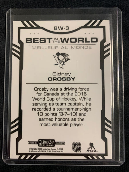 2020-21 UD OPC PLATINUM HOCKEY #BW-3 PITTSBURGH PENGUINS - SIDNEY CROSBY BEST IN THE WORLD INSERT
