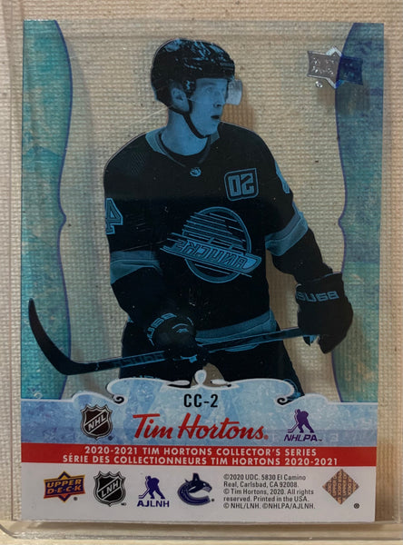 2020-21 TIM HORTONS HOCKEY #CC-2 VANCOUVER CANUCKS - CLEAR CUT PHENOMS ELIAS PETTERSSON CARD RAW