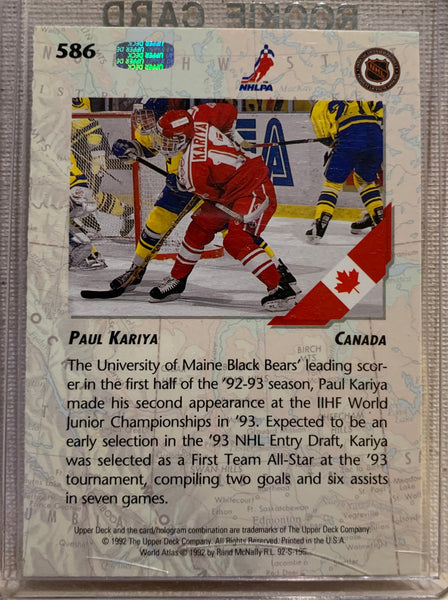 1992-93 UPPER DECK HOCKEY #586 - PAUL KARIYA ROOKIE CARD RAW