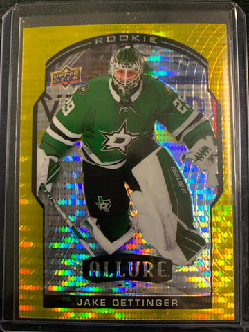 2020-21 UPPER DECK ALLURE HOCKEY #91 DALLAS STARS - JAKE OETTINGER YELLOW TAXI PARALLEL ROOKIE CARD