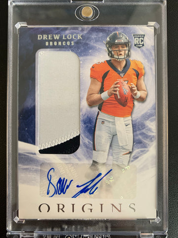 2019 PANINI ORIGINS NFL FOOTBALL #103 DENVER BRONCOS - DREW LOCK ROOKIE AUTO PATCH