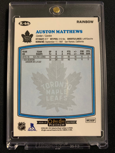 2016-17 UPPER DECK OPC PLATINUM HOCKEY #R-66 TORONTO MAPLE LEAFS - AUSTON MATTHEWS RETRO RAINBOW FOIL SP ROOKIE CARD