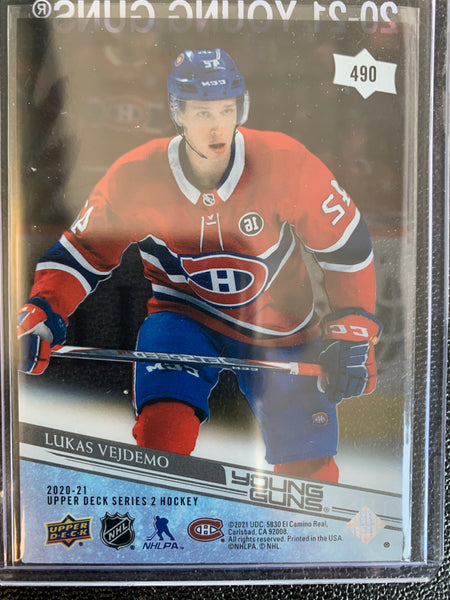 2020-21 UPPER DECK HOCKEY #490 MONTREAL CANADIENS - LUKAS VEJDEMO CLEAR CUT YOUNG GUNS ROOKIE CARD