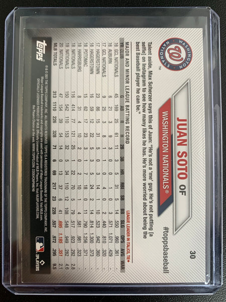 2021 TOPPS NATIONAL BASEBALL CARD DAY #30 WASHINGTON NATIONALS - JUAN SOTO BASE CARD