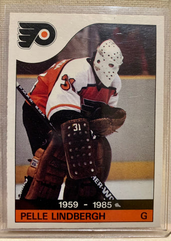 1985-86 O-PEE-CHEE HOCKEY #110 PHILADELPHIA FLYERS - PELLE LINDBERGH MEMORIAL CARD RAW