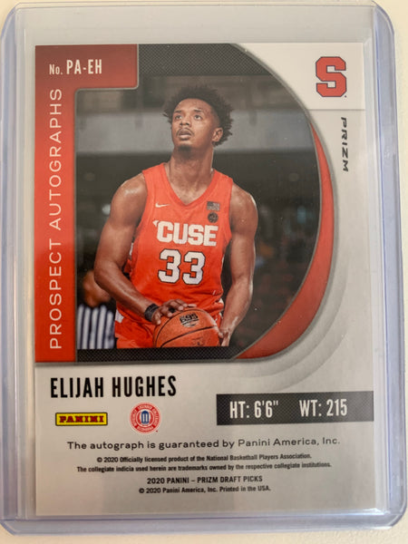 2020 PANINI PRIZM DRAFT PICKS BASKETBALL #PA-EH UTAH JAZZ - ELIJAH HUGHES PROSPECT AUTO ROOKIE CARD