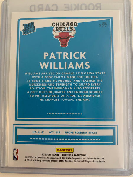 2020-2021 PANINI DONRUSS NBA BASKETBALL #227 CHICAGO BULLS - PATRICK WILLIAMS DONRUSS RATED ROOKIE CARD