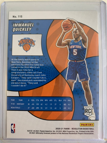 2020-2021 PANINI REVOLUTION NBA BASKETBALL #115 NEW YORK KNICKS - IMMANUEL QUICKLEY REVOLUTION ROOKIE CARD