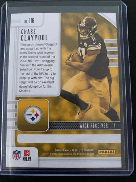 2020-21 PANINI ABSOLUTE FOOTBALL #116 PITTSBURGH STEELERS -CHASE CLAYPOOL GREEN FOIL ROOKIE CARD