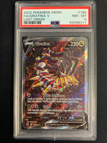 2022 POKEMON LOST ORIGIN GIRATINA V ALTERNATE ART RARE #186/196 - GRADED PSA 8 NM-MT