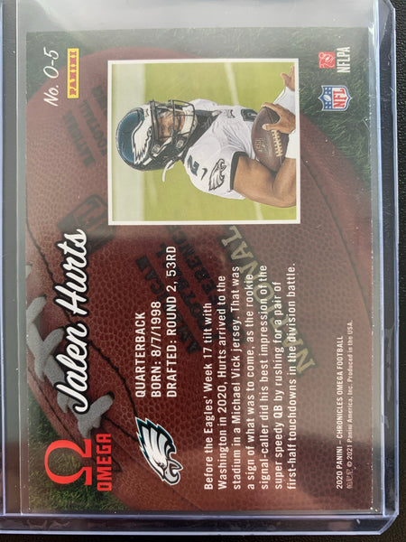 2020 PANINI CHRONICLES OMEGA FOOTBALL #O-5 PHILADELPHIA EAGLES - JALEN HURTS ROOKIE CARD