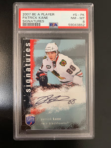 2007 BE A PLAYER HOCKEY #S-PK CHICAGO BLACKHAWKS - PATRICK KANE AUTOGRAPHED ROOKIE CARD GRADED PSA 8 NM-MT