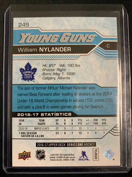 2016-17 UPPER DECK HOCKEY #249 TORONTO MAPLE LEAFS - WILLIAM NYLANDER YOUNG GUNS ROOKIE CARD