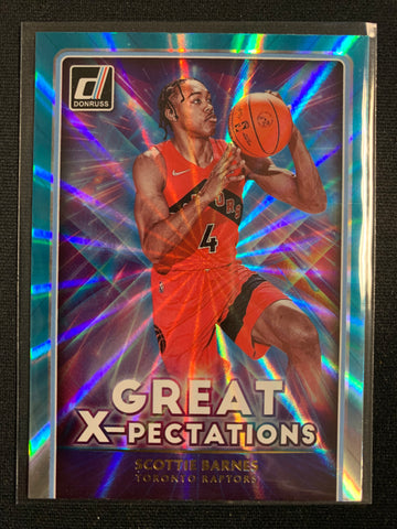 2021-2022 PANINI DONRUSS BASKETBALL #22 TORONTO RAPTORS - SCOTTIE BARNES GREAT X-PECTATIONS TEAL HOLO ROOKIE CARD