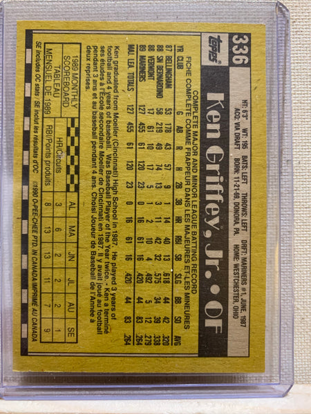 1990-91 TOPPS BASEBALL #336 - KEN GRIFFEY JR CARD RAW