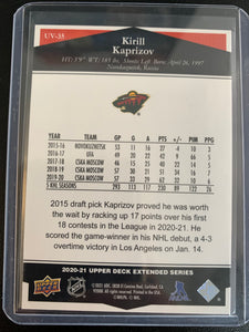 2020-21 UPPER DECK EXTENDED HOCKEY #UV-35 MINNESOTA WILD - KIRILL KAPRIZOV ULTIMATE VICTORY ROOKIE CARD