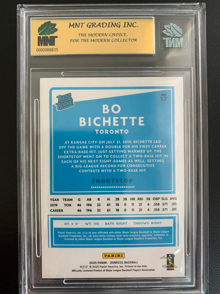2020 PANINI DONRUSS BASEBALL #37 TORONTO BLUE JAYS - BO BICHETTE RATED ROOKIE CARD GRADED MNT 9.5 GEM MINT