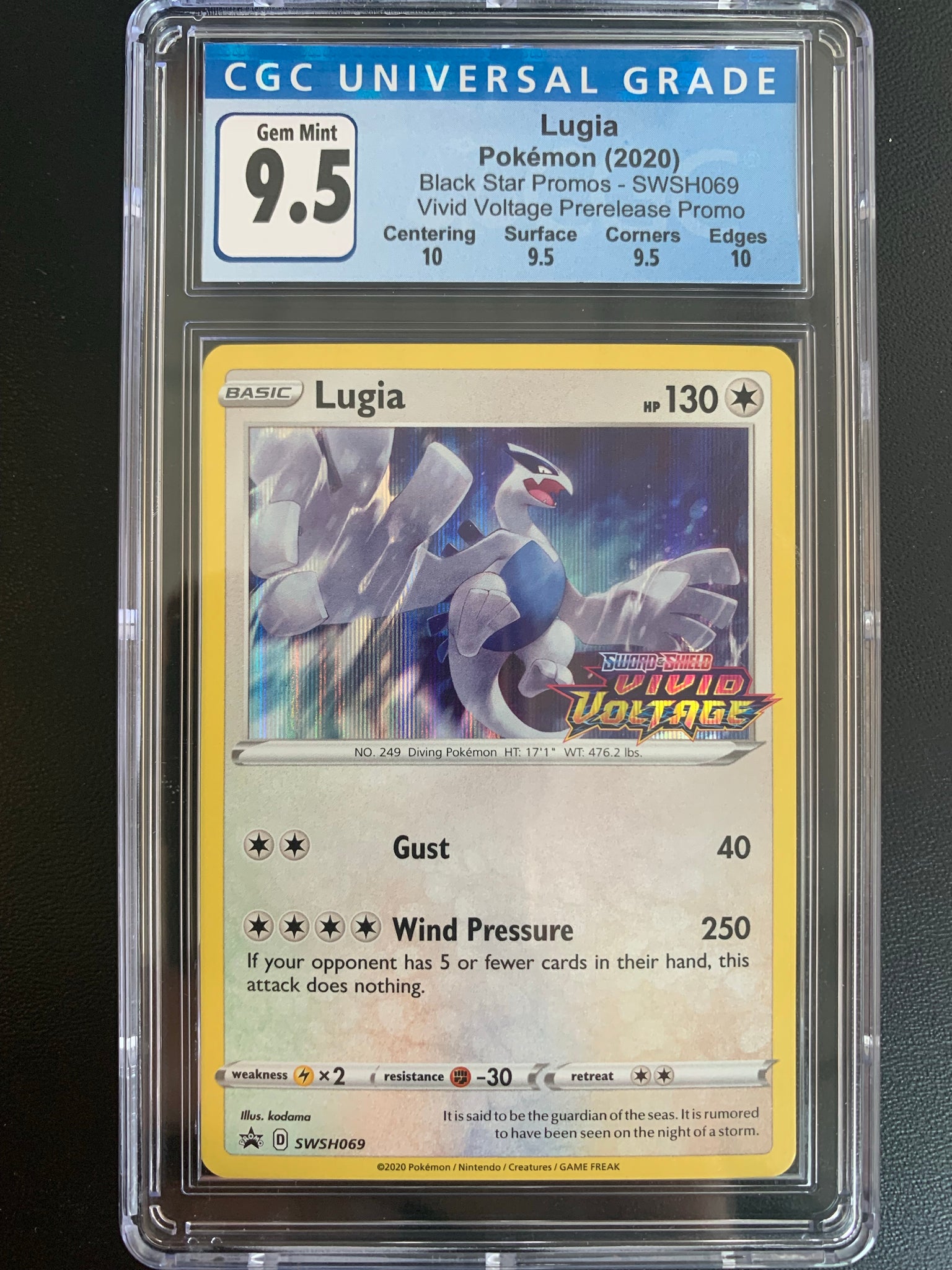 POKEMON (2020) VIVID VOLTAGE PRE-RELEASE - BLACK STAR PROMO SWSH069 LUGIA GRADED CGC 9.5 GEM MINT