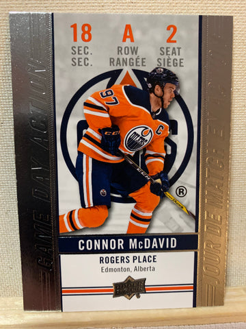 2018-19 TIM HORTONS HOCKEY #GDA-2 EDMONTON OILERS - GAME DAY ACTION CONNOR MCDAVID CARD RAW