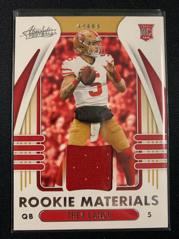 2021 PANINI ABSOLUTE FOOTBALL #ARM-TLA SAN FRANCISCO 49ERS - TREY LANCE ROOKIE MATERIALS ROOKIE CARD