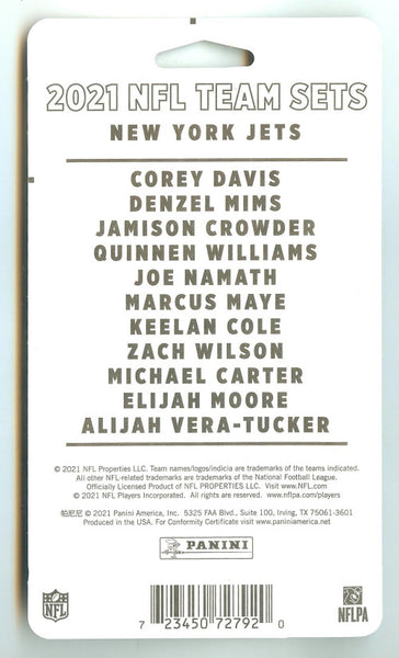 2021 PANINI DONRUSS NFL FOOTBALL TEAM SETS - NEW YORK JETS