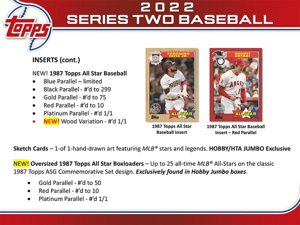 2022 TOPPS BASEBALL SERIES 2 JUMBO HOBBY BOXES - NEW!