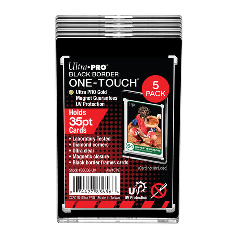 ULTRA PRO 1 TOUCH STANDARD 35PT MAGNETIC HOLDER BLACK BORDER - PACKAGE OF 5