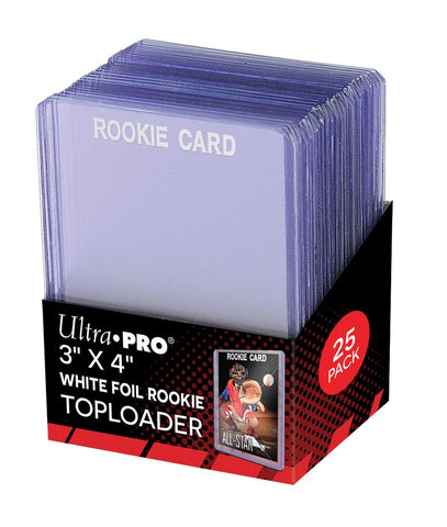ULTRA PRO TOPLOADER 3 X 4 STANDARD SIZE "ROOKIE WHITE" HOLDERS 25 COUNT PACK